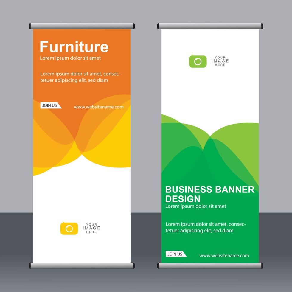 business banner roll up set standee banner mall. vektor