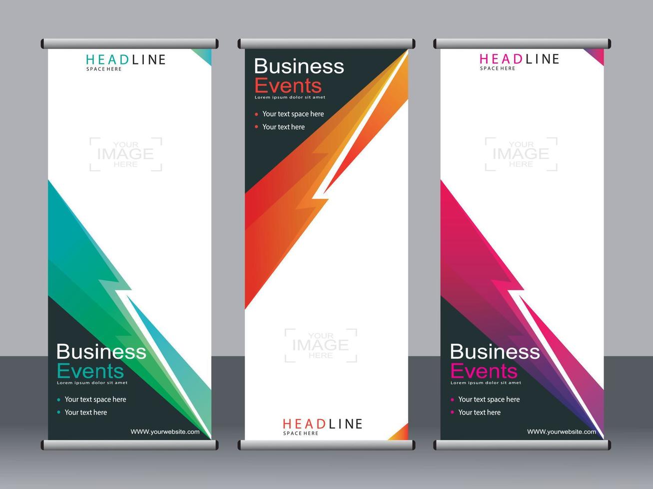 Business-Banner-Roll-up-Set Standee-Banner-Vorlage. vektor