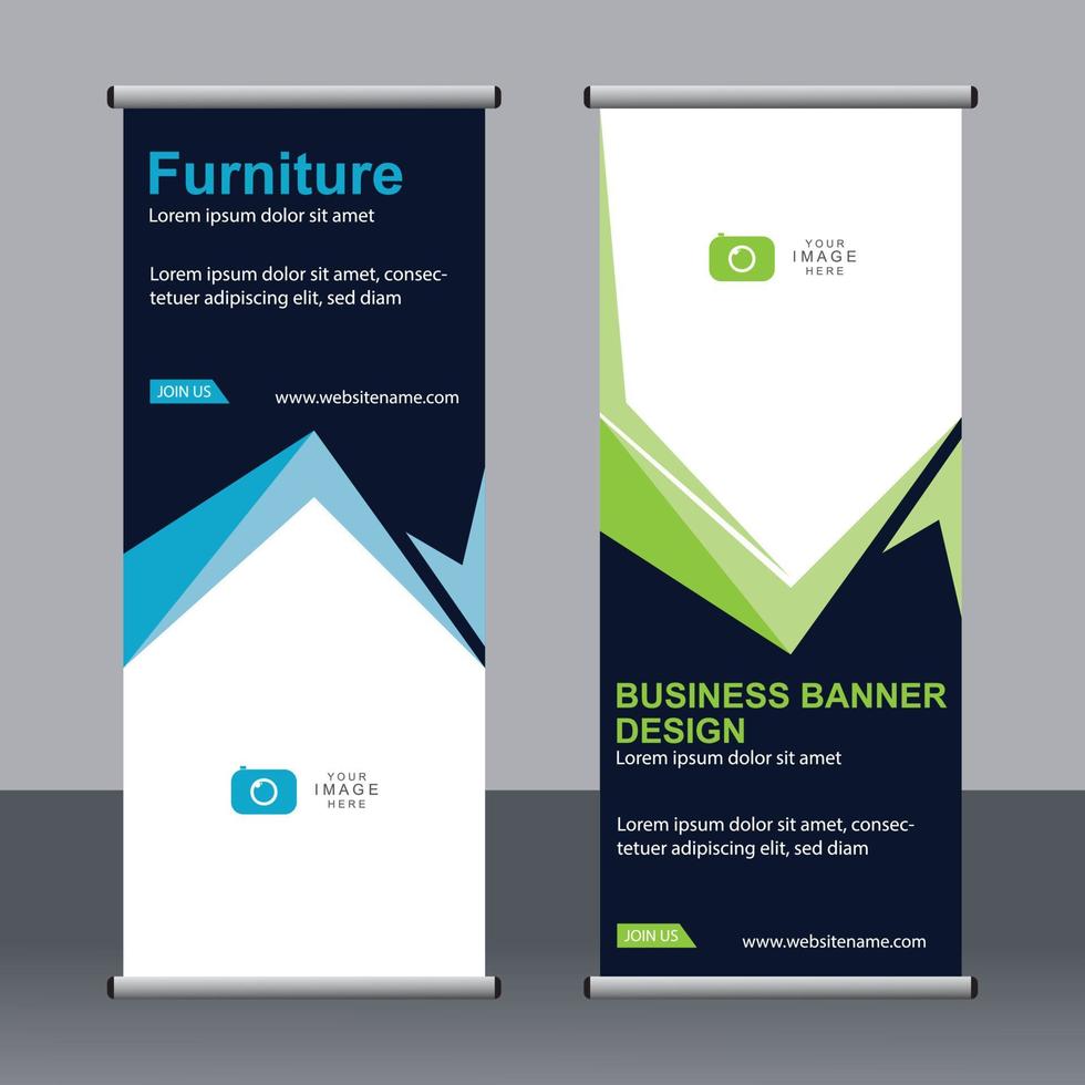 business banner roll up set standee banner mall. vektor