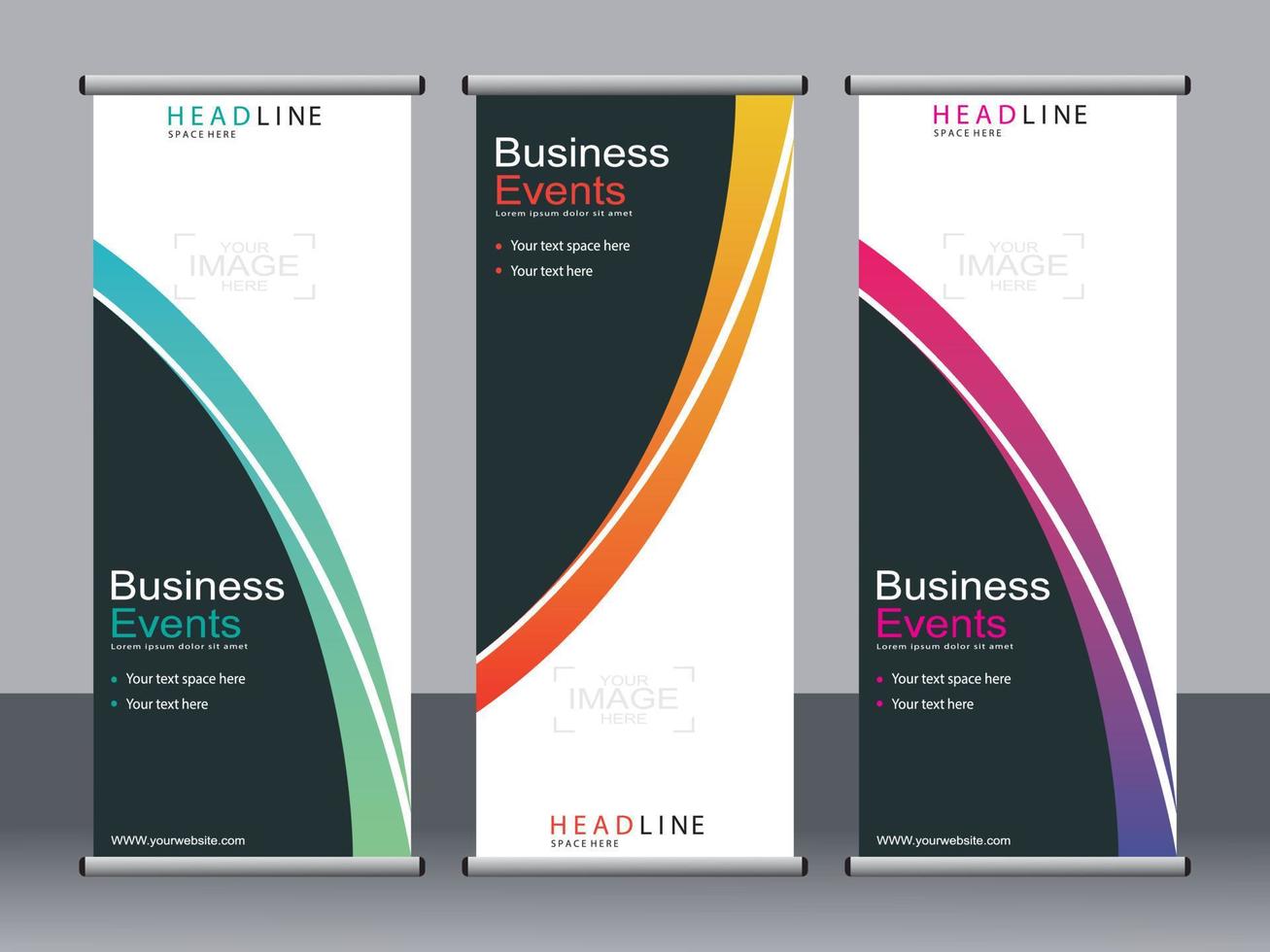 business banner roll up set standee banner mall. vektor