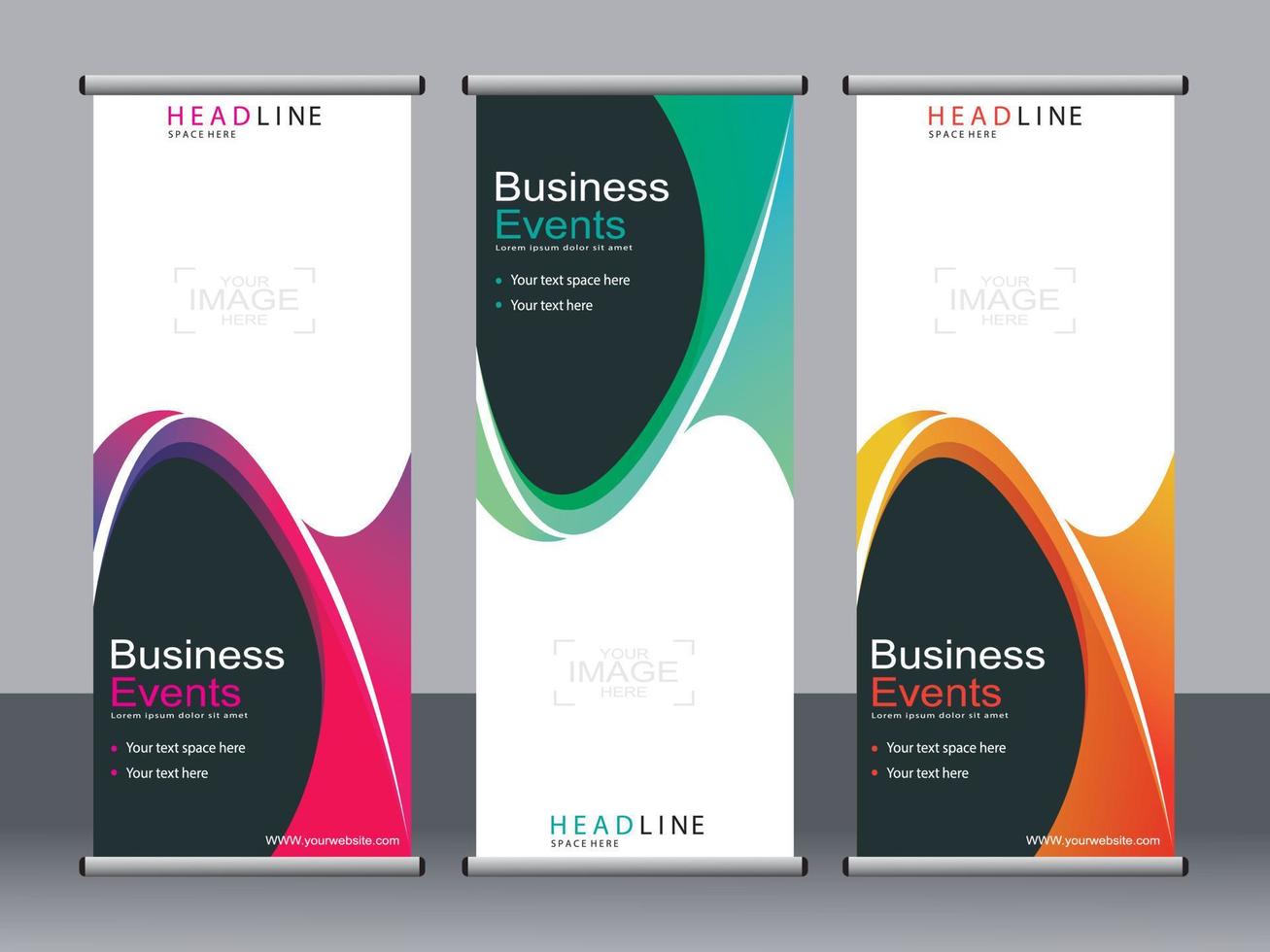 Business-Banner-Roll-up-Set Standee-Banner-Vorlage. vektor