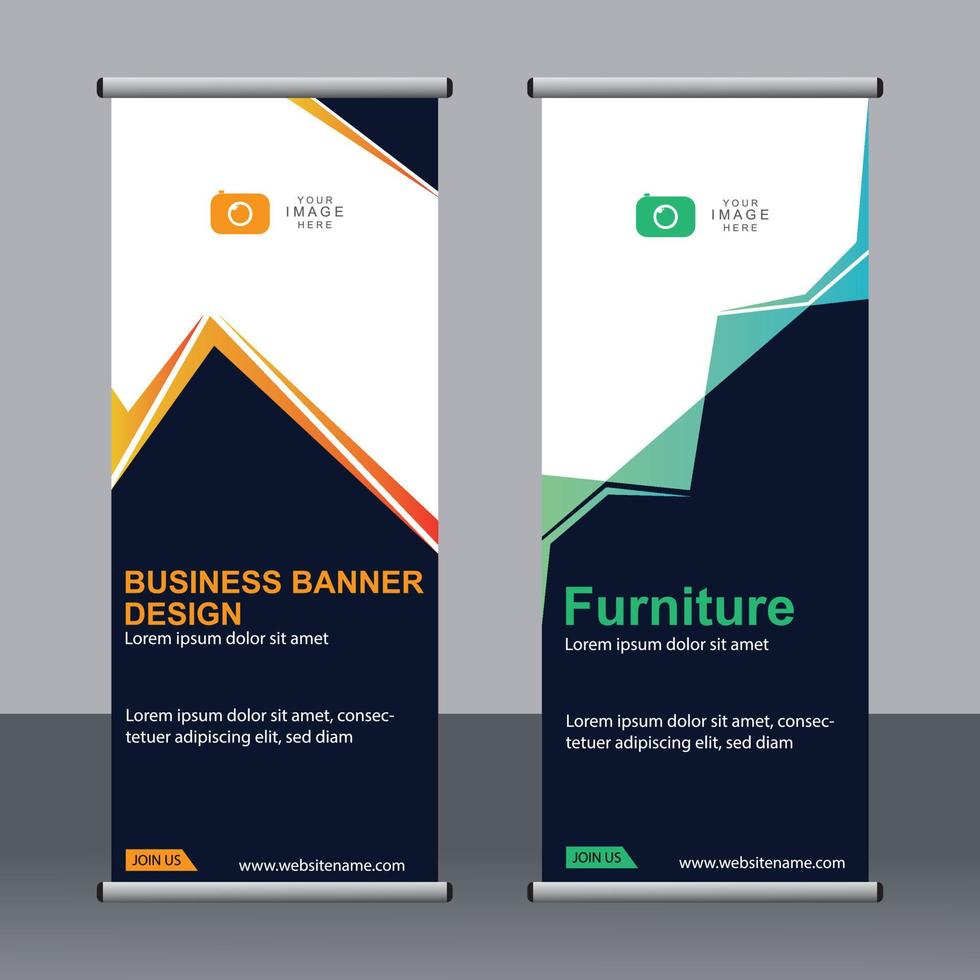 business banner roll up set standee banner mall. vektor