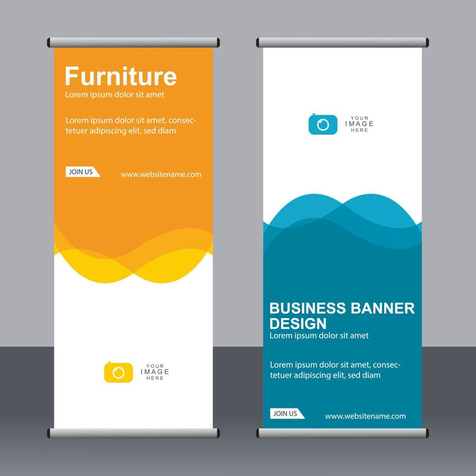 Business-Banner-Roll-up-Set Standee-Banner-Vorlage. vektor