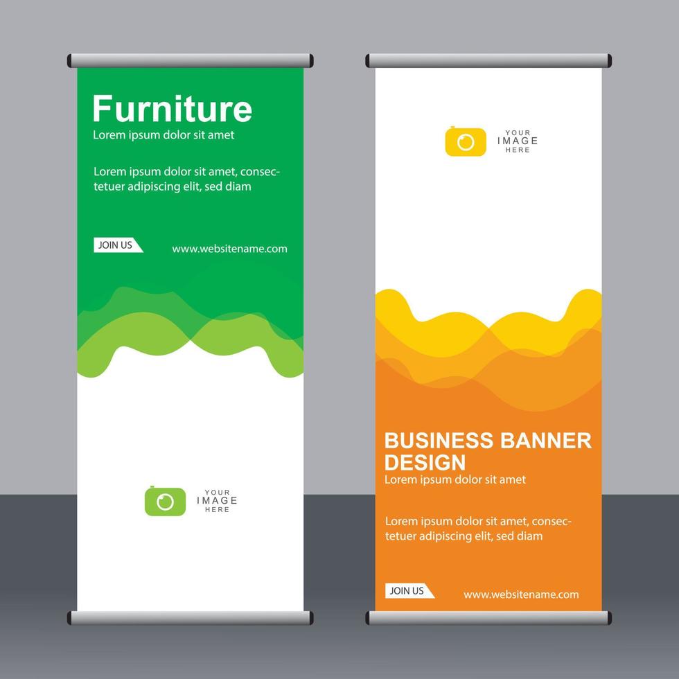 business banner roll up set standee banner mall. vektor