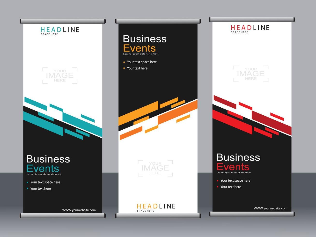 Business-Banner-Roll-up-Set Standee-Banner-Vorlage. vektor