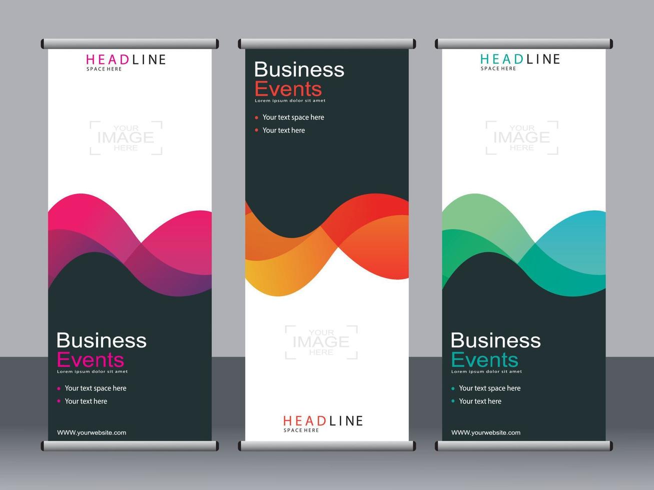 business banner roll up set standee banner mall. vektor