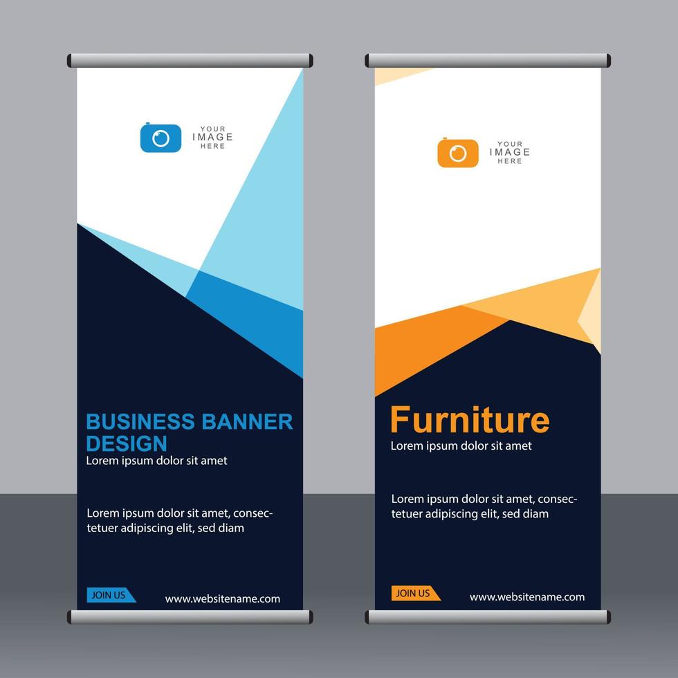 business banner roll up set standee banner mall. vektor