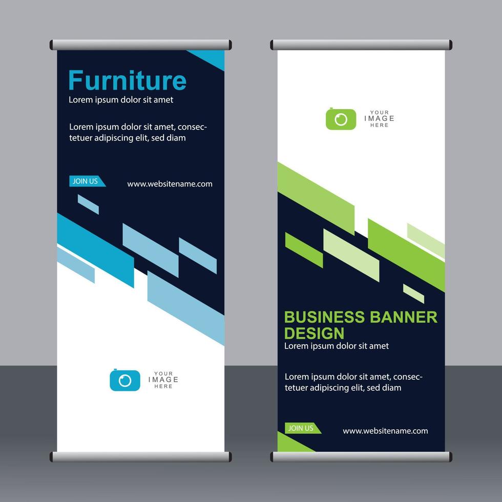 Business-Banner-Roll-up-Set Standee-Banner-Vorlage. vektor