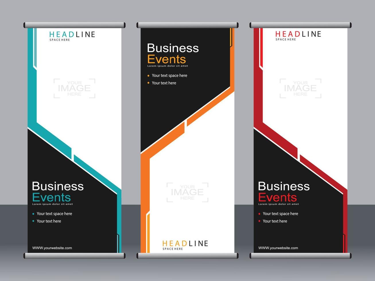 Business-Banner-Roll-up-Set Standee-Banner-Vorlage. vektor