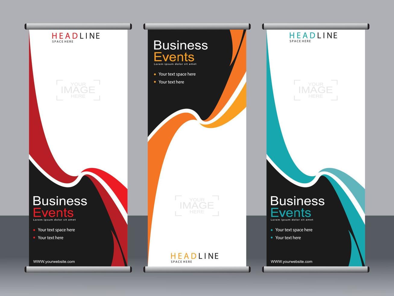 business banner roll up set standee banner mall. vektor