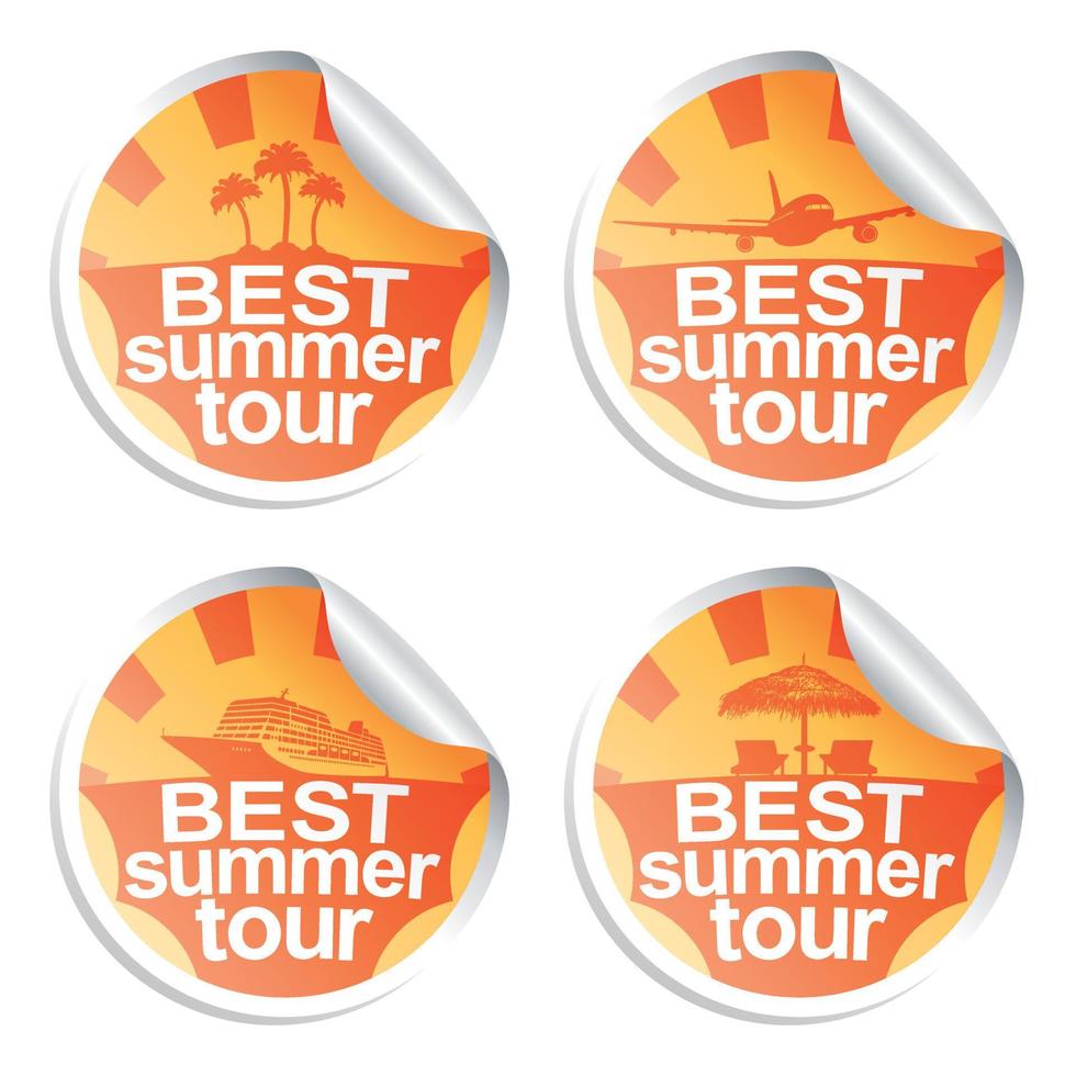 set sommeraufkleber des besten tourvektors vektor