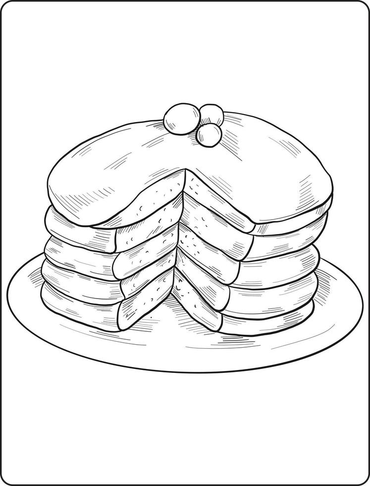 pannkaka målarbok design. pannkaka line art design. målarbok design. vektor