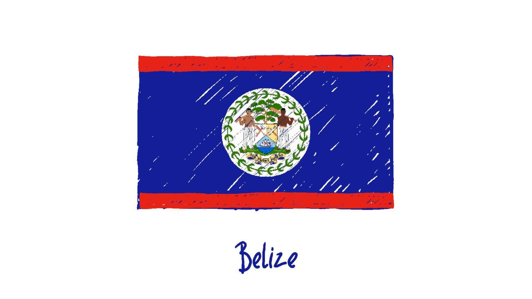 belize flag marker oder bleistiftskizze illustrationsvektor vektor