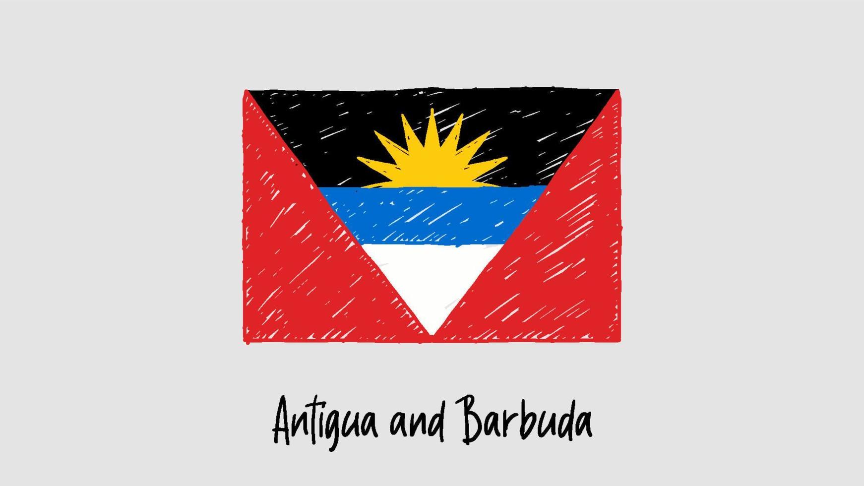 antigua und barbuda flaggenmarkierung oder bleistiftskizzenillustrationsvektor vektor