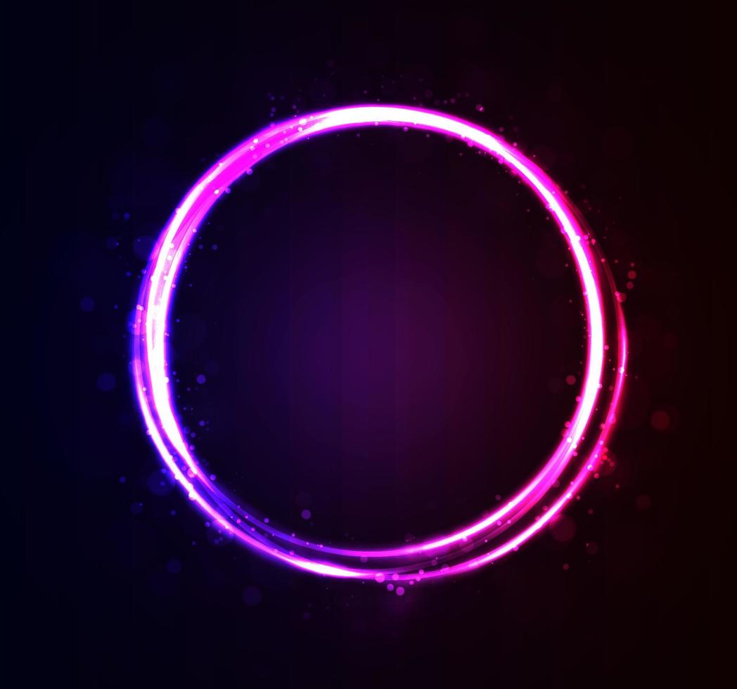vektor illustration. pusple portal stil rund cirkel med gnistrar och glöd i mörkret.