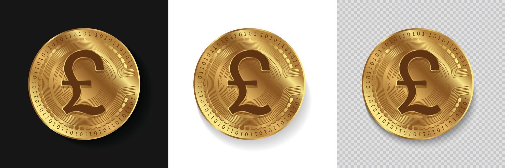 Pund sterling symbol för Storbritanniens valuta guldmynt gratis vektormall vektor