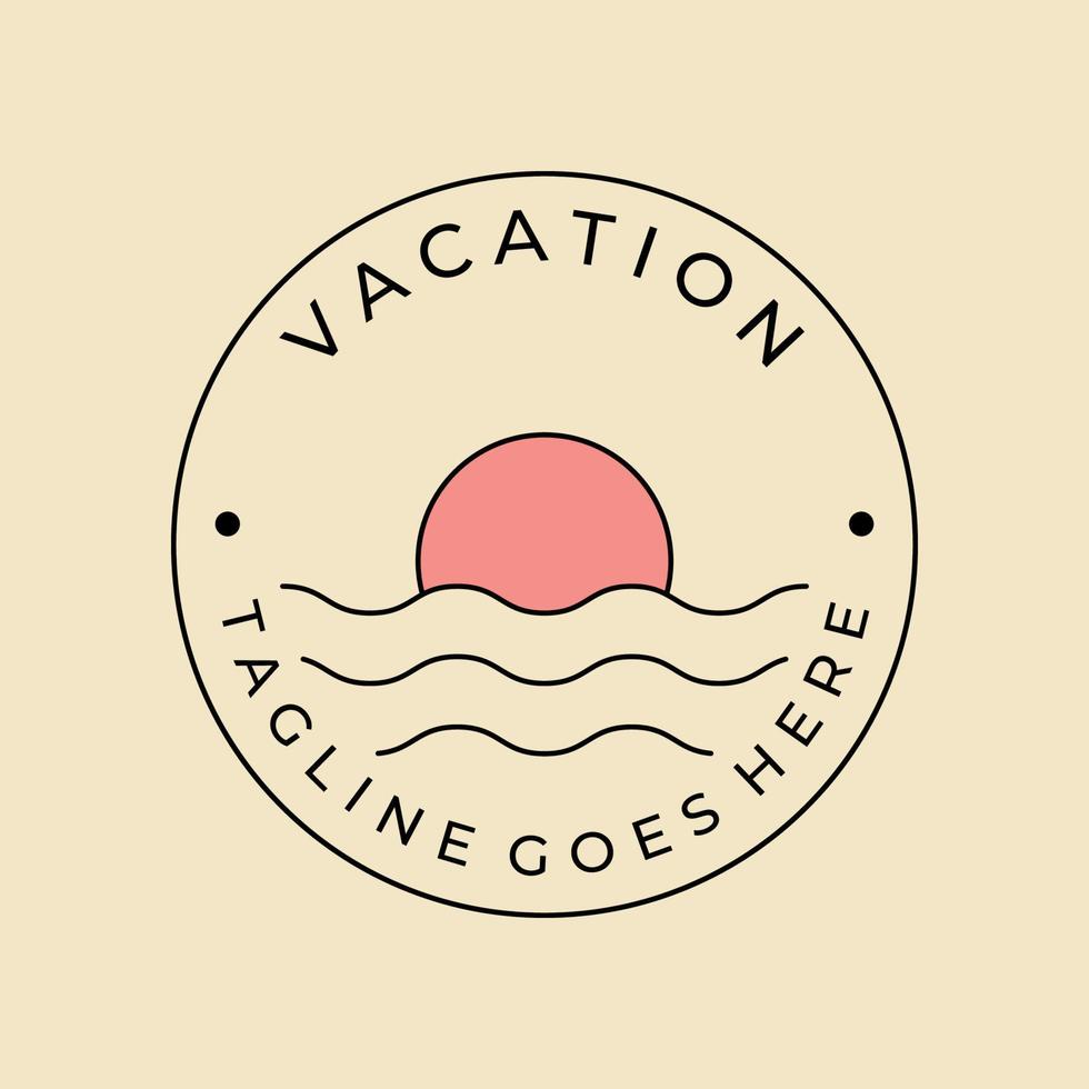 ozean sommerferien logo minimalistische linie kunstillustrationsdesign vektor