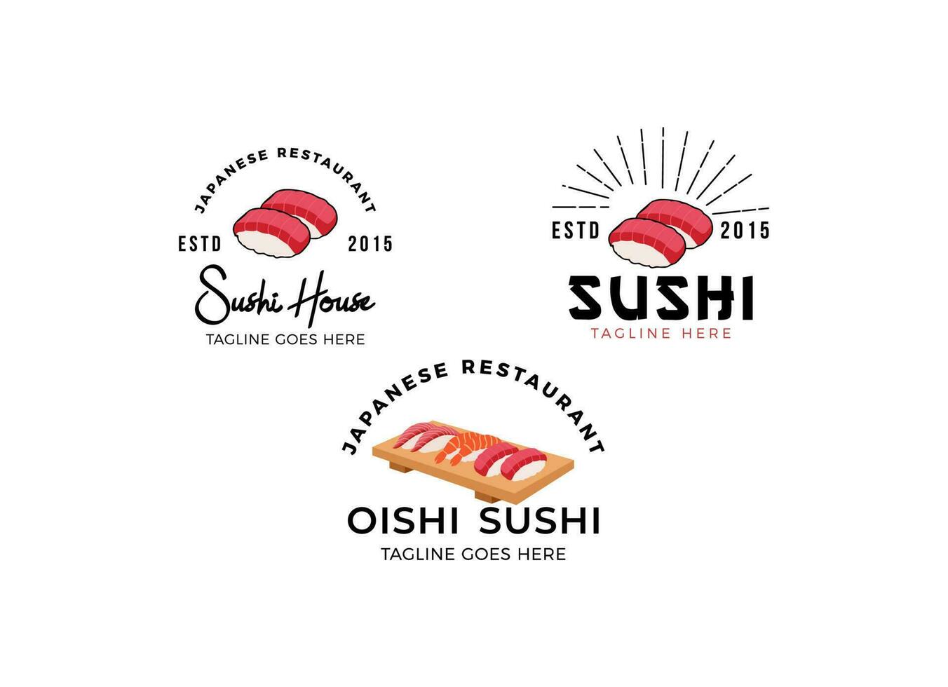 sushi restaurang logotyp formgivningsmall. vektor