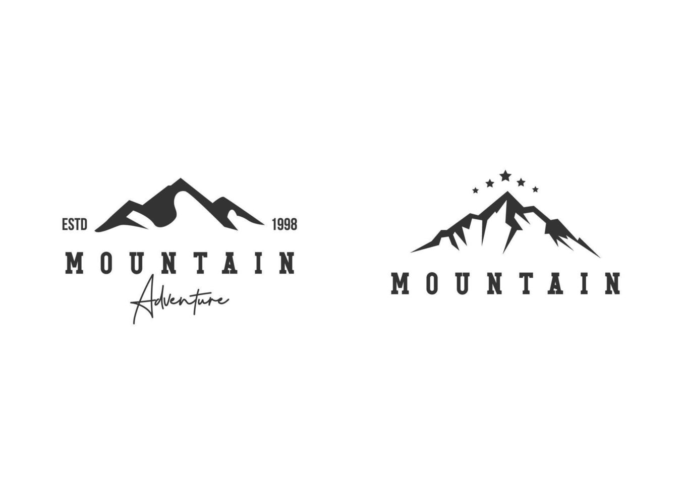 mountain adventure peak logotyp formgivningsmall. vektor