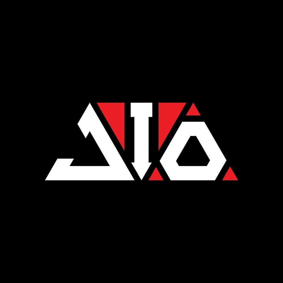 jio triangel bokstavslogotypdesign med triangelform. jio triangel logotyp design monogram. jio triangel vektor logotyp mall med röd färg. jio triangulär logotyp enkel, elegant och lyxig logotyp. jio