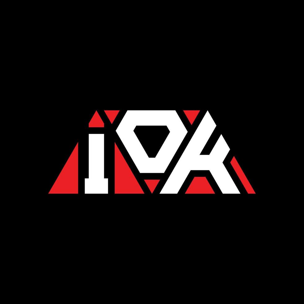 Iok-Dreieck-Buchstaben-Logo-Design mit Dreiecksform. Iok-Dreieck-Logo-Design-Monogramm. Iok-Dreieck-Vektor-Logo-Vorlage mit roter Farbe. iok dreieckiges Logo einfaches, elegantes und luxuriöses Logo. iok vektor
