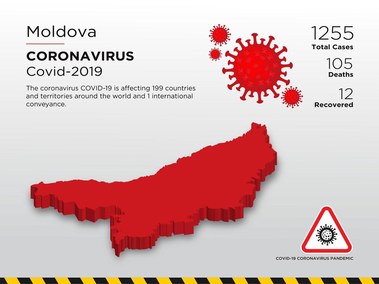 moldova påverkad landskarta över coronavirus vektor