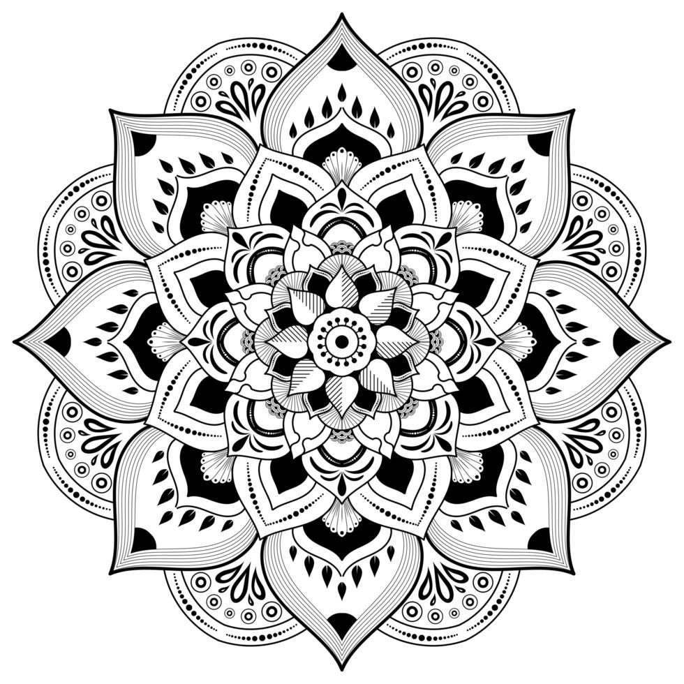 mandala blomma i svart och vitt vektor