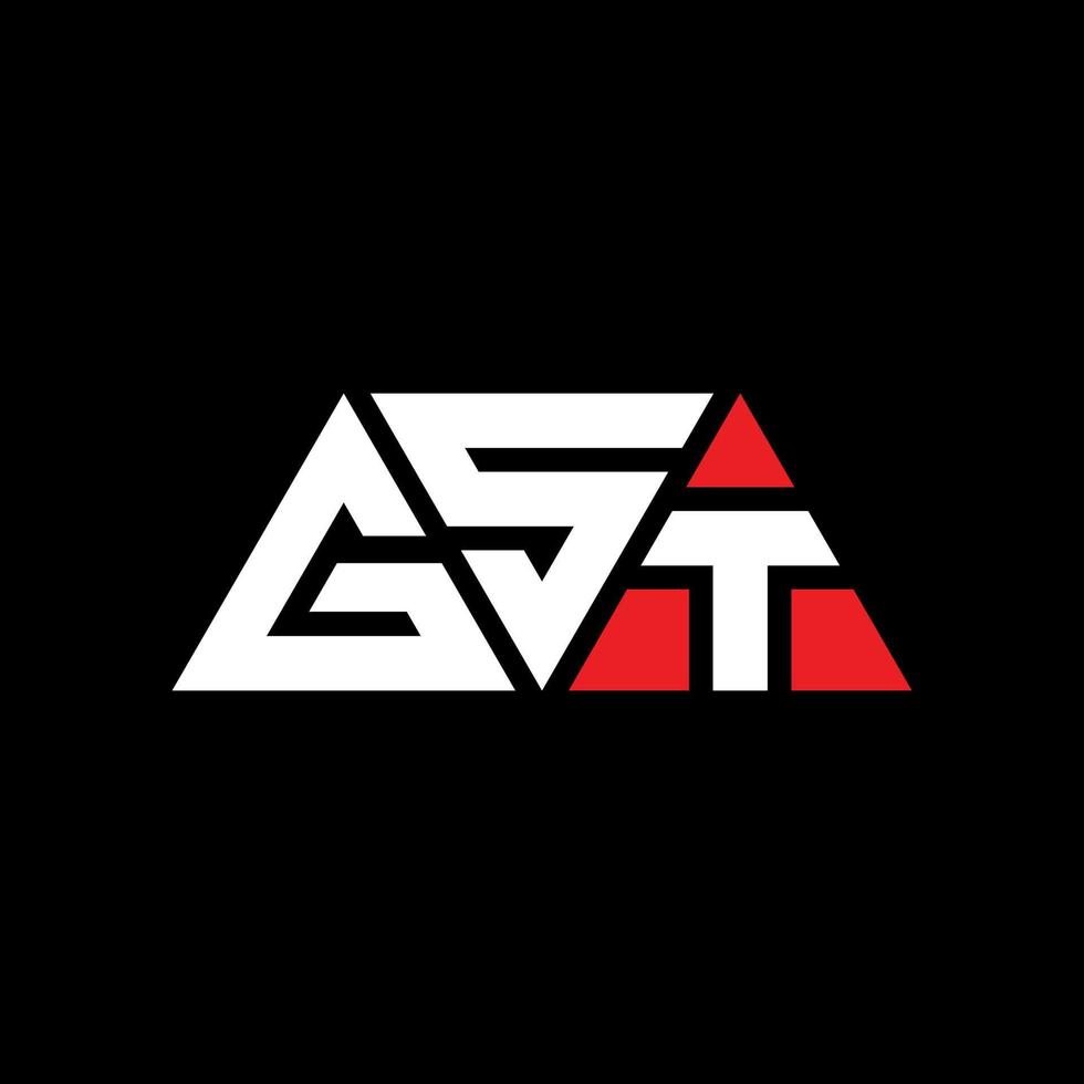 GST-Dreieck-Buchstaben-Logo-Design mit Dreiecksform. GST-Dreieck-Logo-Design-Monogramm. GST-Dreieck-Vektor-Logo-Vorlage mit roter Farbe. gst dreieckiges logo einfaches, elegantes und luxuriöses logo. gst vektor