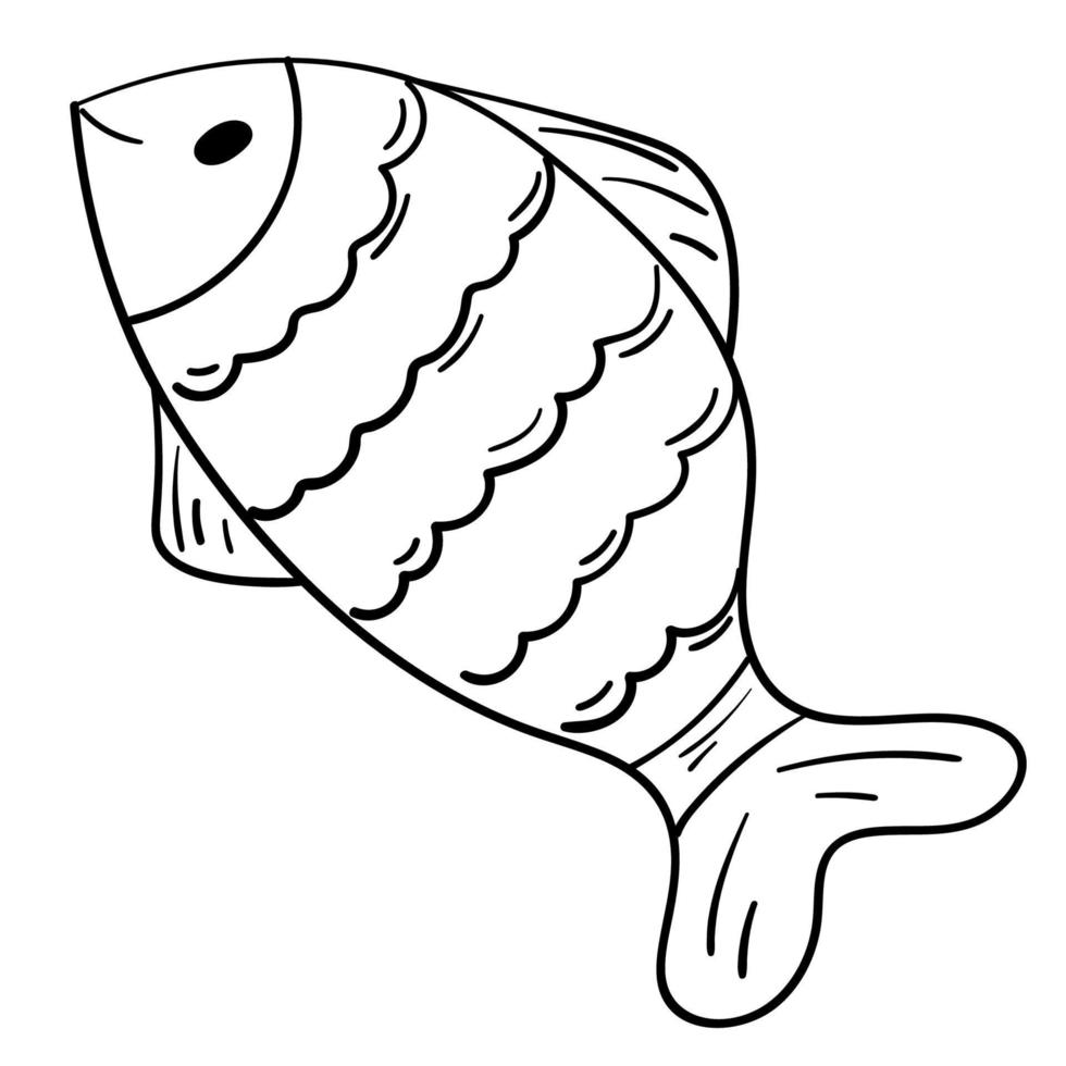 Doodle-Aufkleber von Cartoon-Meeresfischen vektor