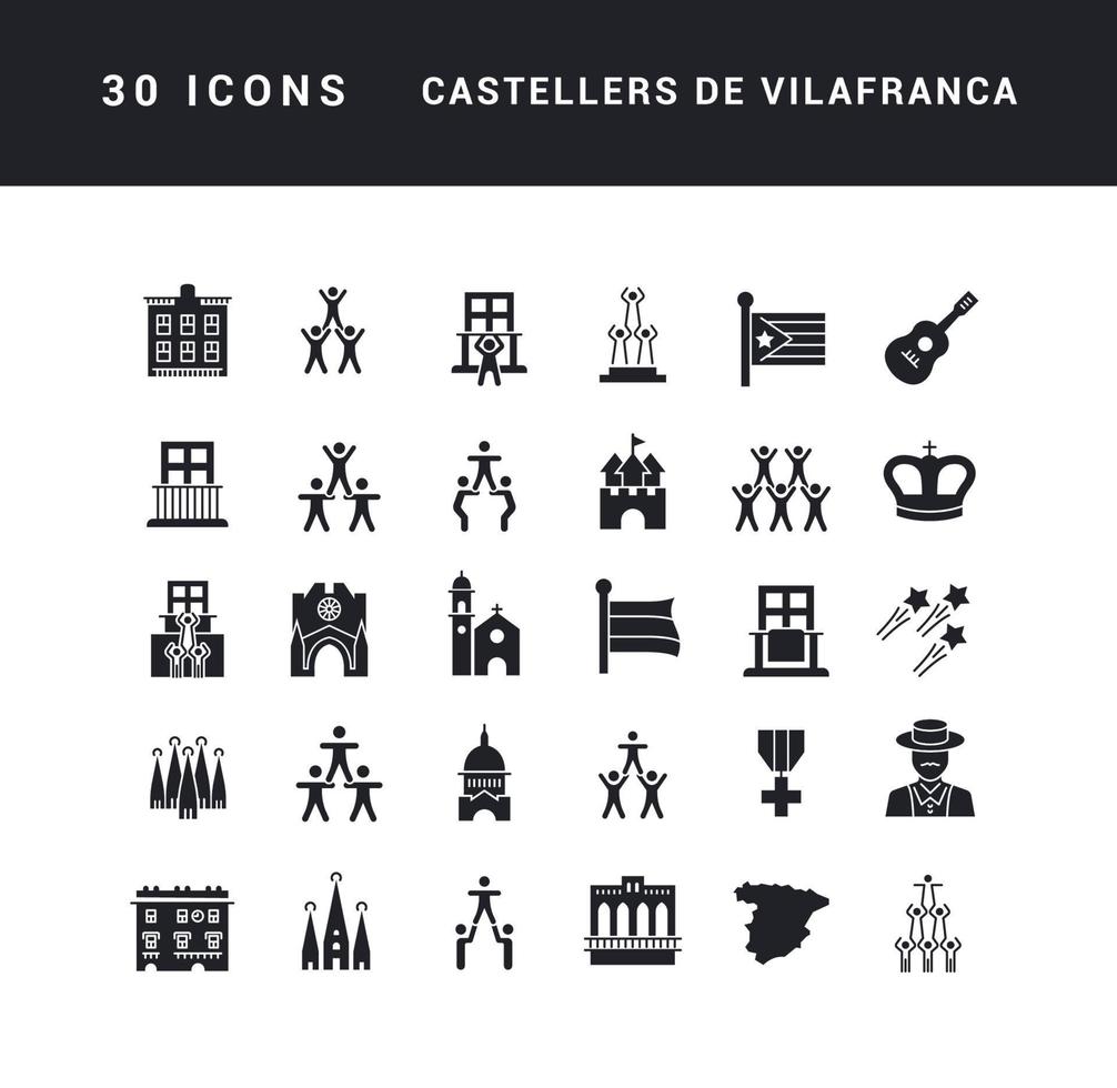 satz einfacher symbole von castellers de vilafranca vektor