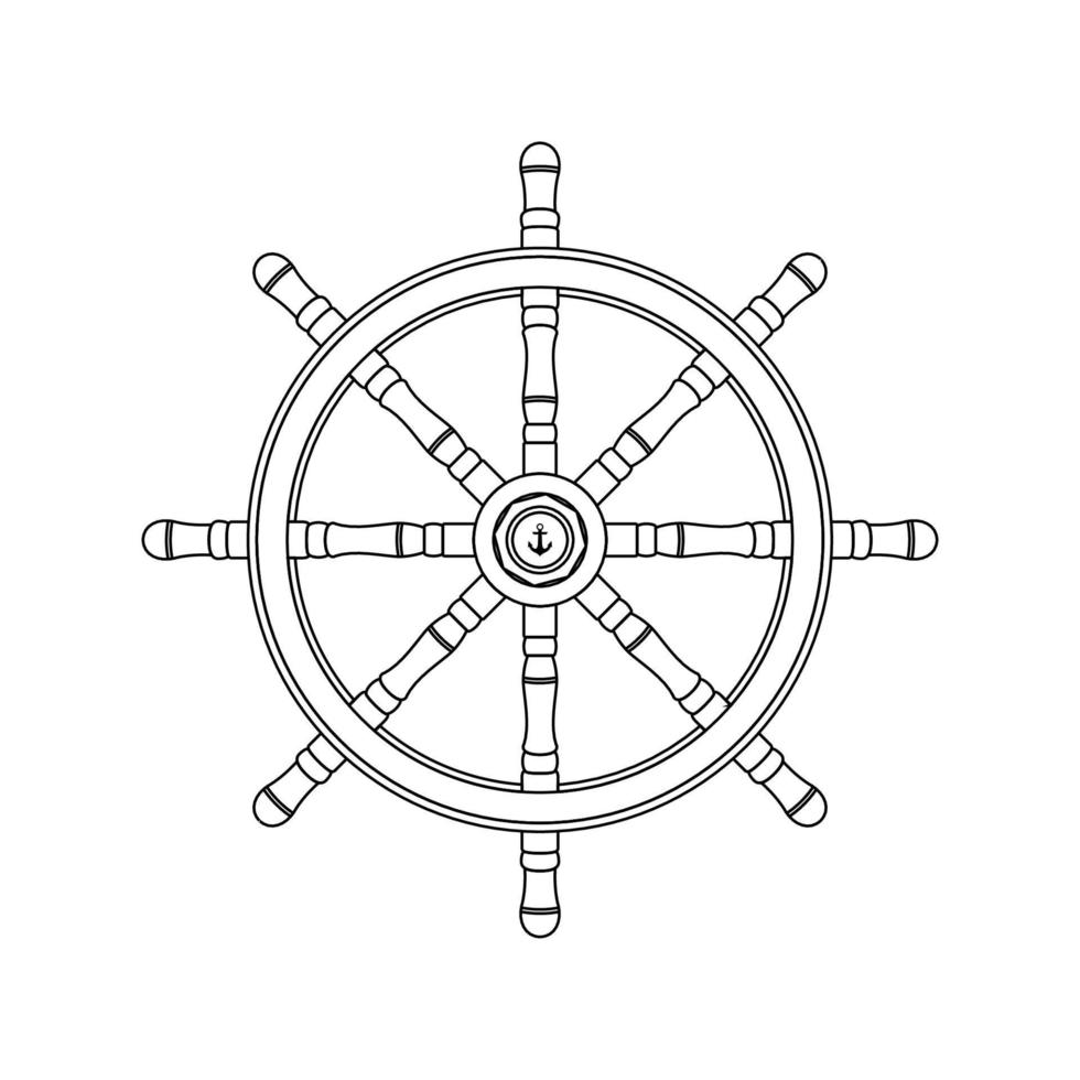 fartygets ratt kontur ikon illustration på vit bakgrund vektor