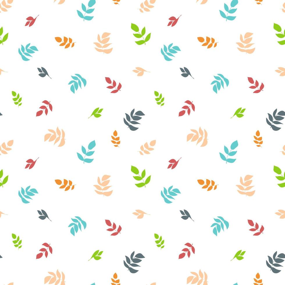 mehrfarbige Silhouetten von Blättern auf weißem Hintergrund. nahtloses Muster vektor