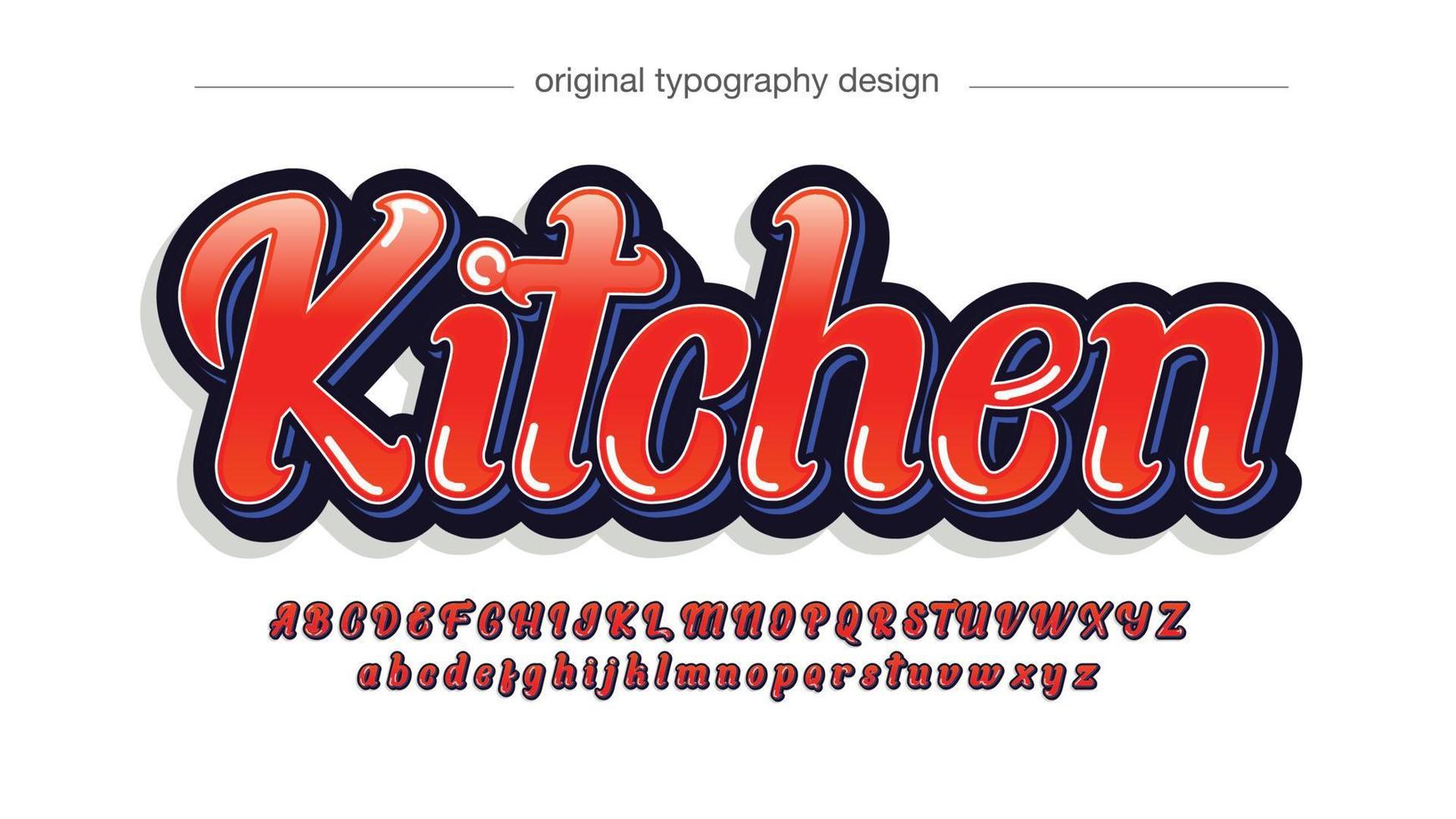 rundad röd tecknad kursiv display typografi vektor