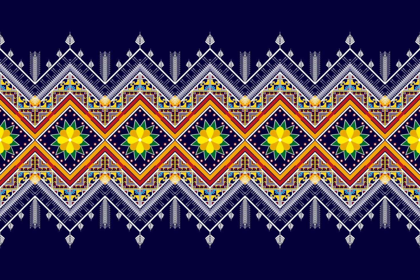 ikat etniska sömlösa mönsterdesign. Aztec tyg matta mandala ornament textil dekorationer tapet. tribal boho infödda etniska kalkon traditionell broderi vektor bakgrund