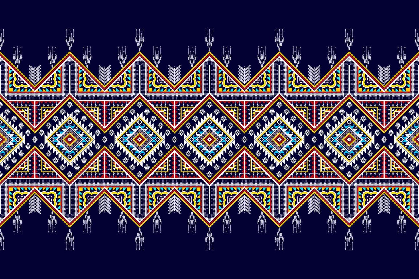 ikat ethnisches nahtloses musterdesign. aztekischer Stoff Teppich Mandala Ornamente Textildekorationen Tapete. tribal boho native ethnische türkei traditionelle stickerei vektor hintergrund