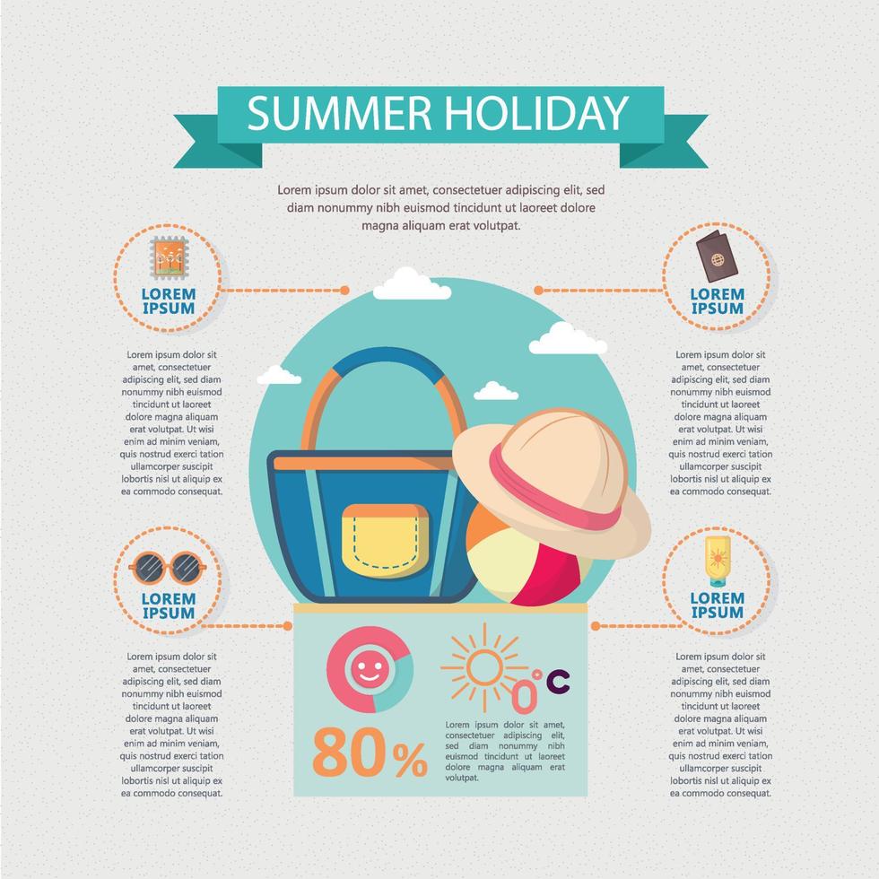infografik reiseplanung eine sommerferien geschäftswohnung lag idee. vektorillustration des hipster-konzepts. kann für Layout, Werbung und Webdesign verwendet werden. vektor