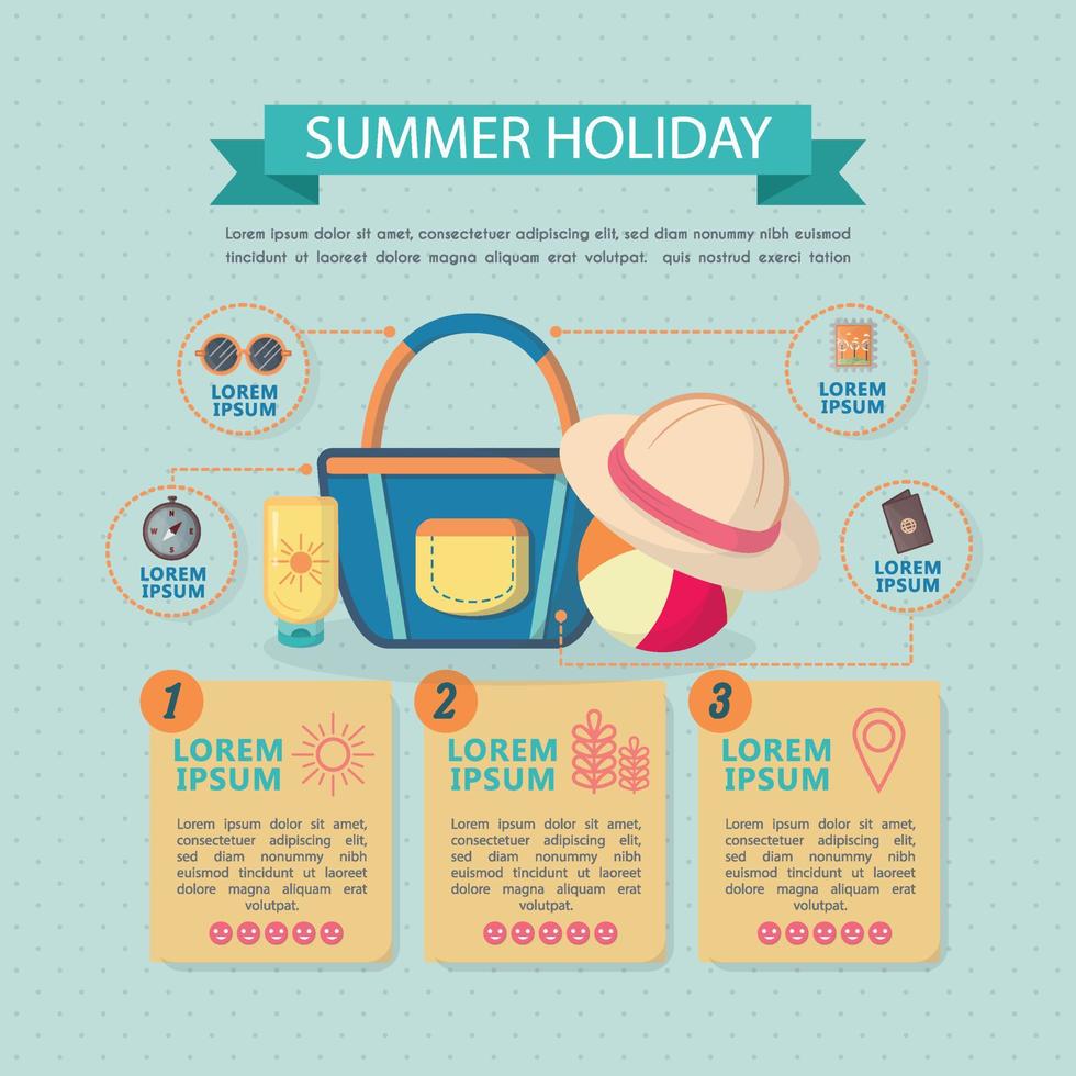 infografik reiseplanung eine sommerferien geschäftswohnung lag idee. vektorillustration des hipster-konzepts. kann für Layout, Werbung und Webdesign verwendet werden. vektor