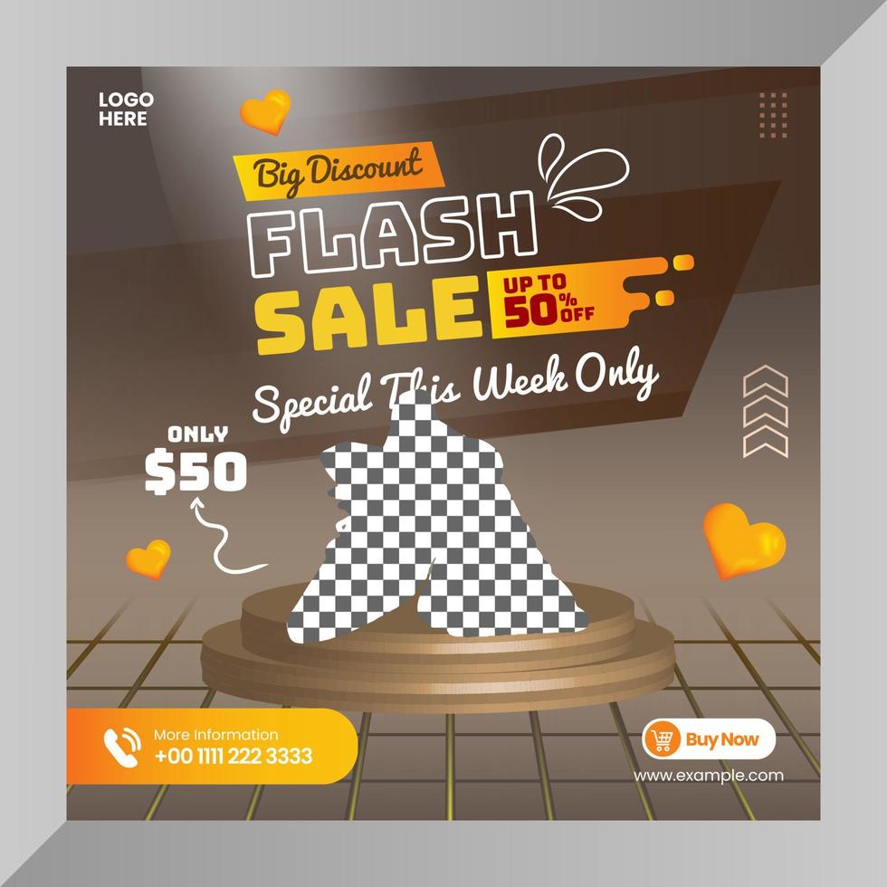 Social Media Post Schuhe Flash Sale oder Banner Layout Flyer Template Post vektor