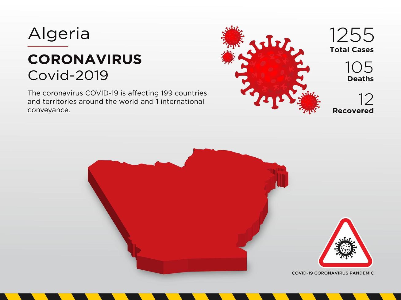 Algerien betroffen Landkarte der Ausbreitung der Coronavirus-Krankheit vektor