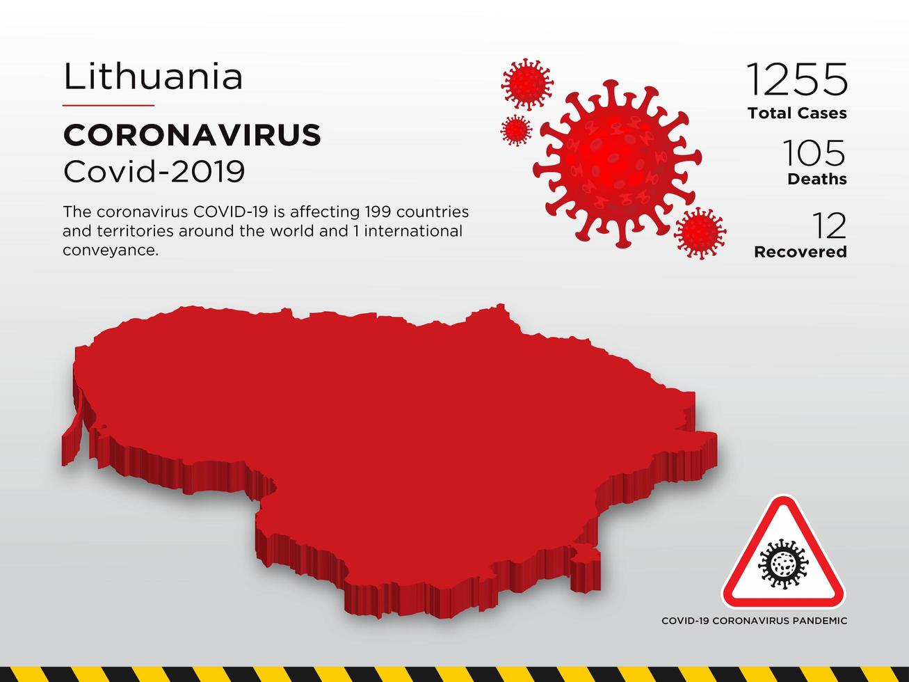 Litauen betroffene Landkarte des Coronavirus vektor