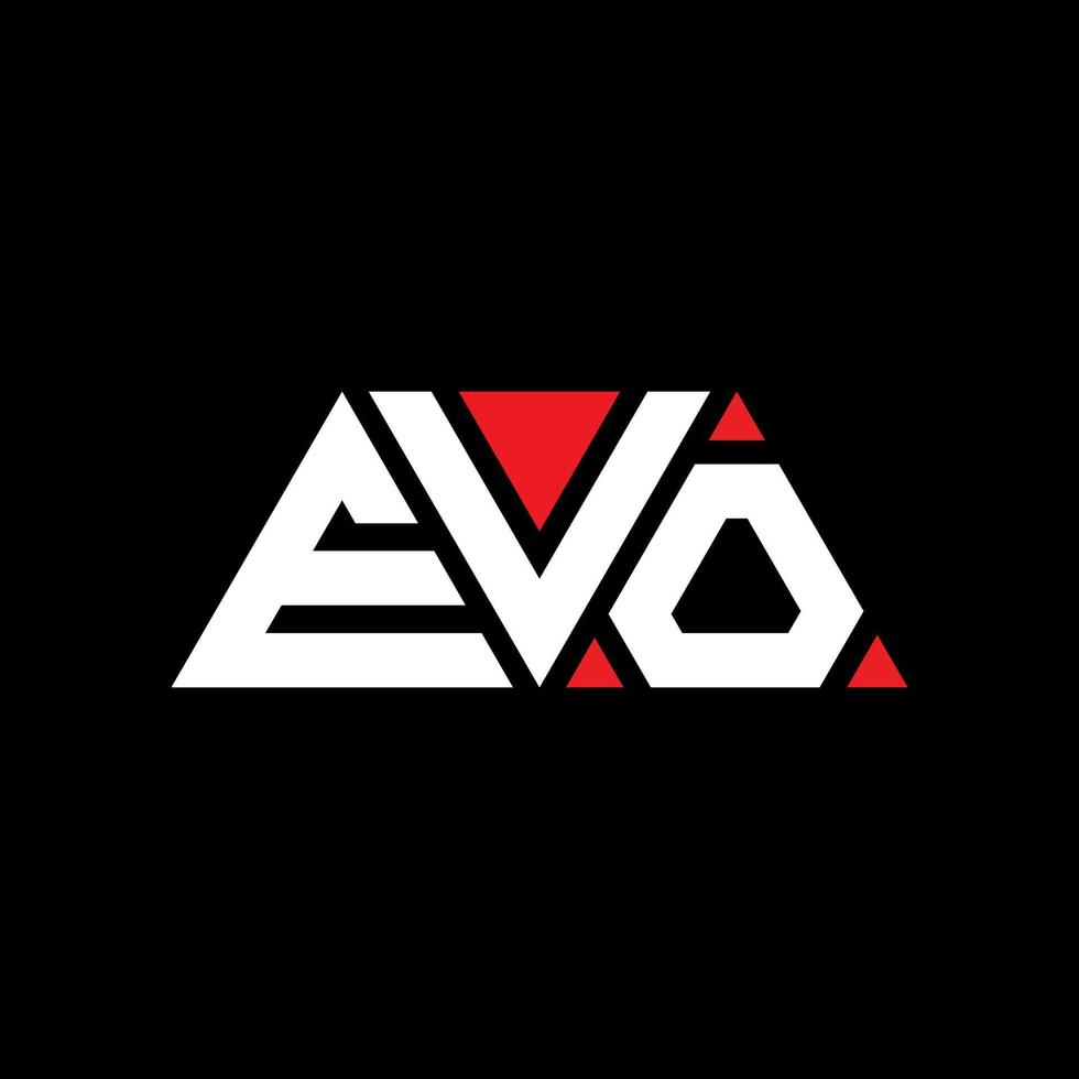 Evo-Dreieck-Buchstaben-Logo-Design mit Dreiecksform. Evo-Dreieck-Logo-Design-Monogramm. Evo-Dreieck-Vektor-Logo-Vorlage mit roter Farbe. evo dreieckiges Logo einfaches, elegantes und luxuriöses Logo. Evo vektor