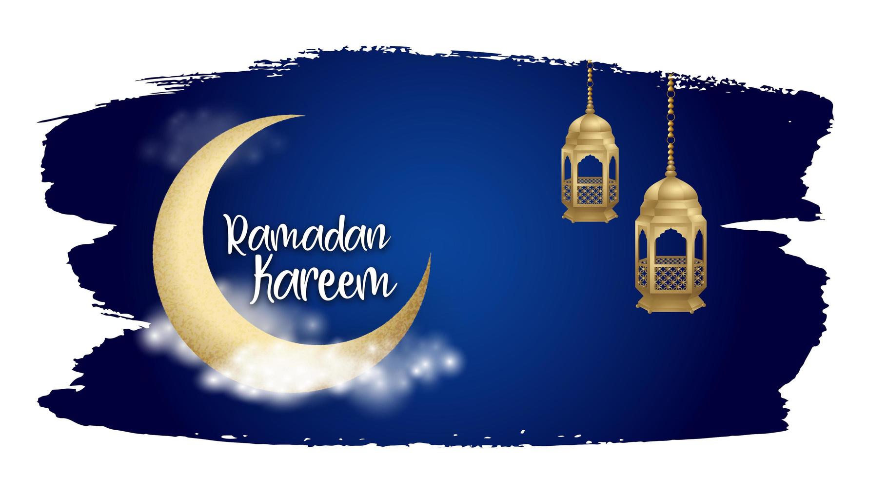 ramadan kareem natt himmel borste stroke bakgrund vektor