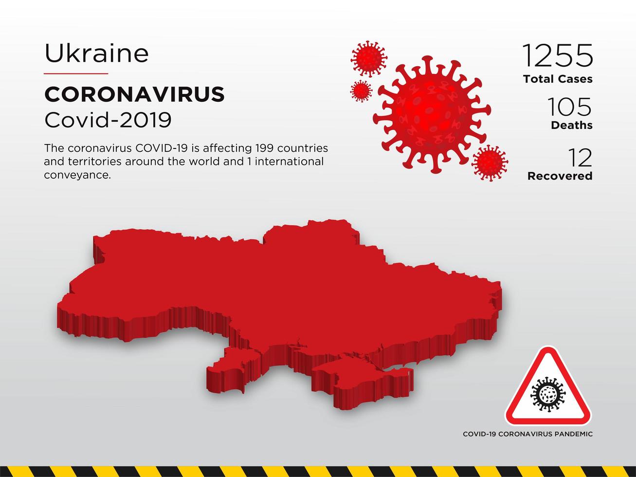 Ukraina drabbade landskarta över coronavirus vektor