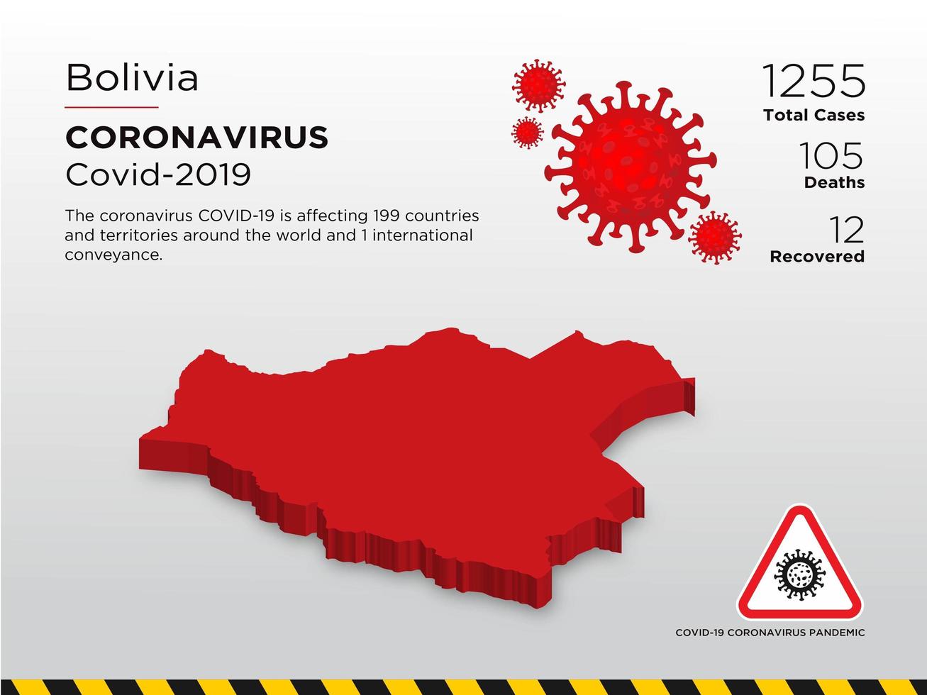 Bolivien betroffene Landkarte des Coronavirus vektor