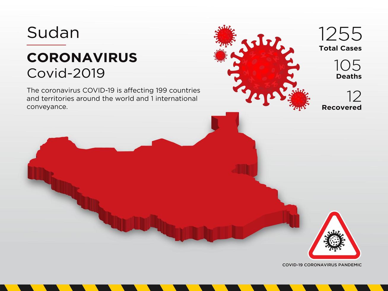 Sudan betroffene Landkarte des Coronavirus vektor