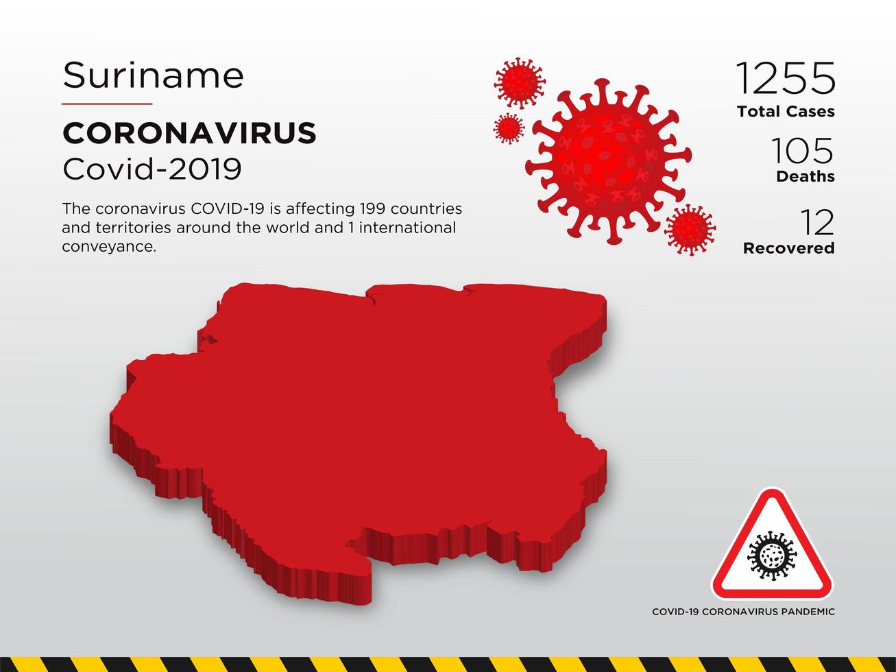 Suriname betroffene Landkarte des Coronavirus vektor