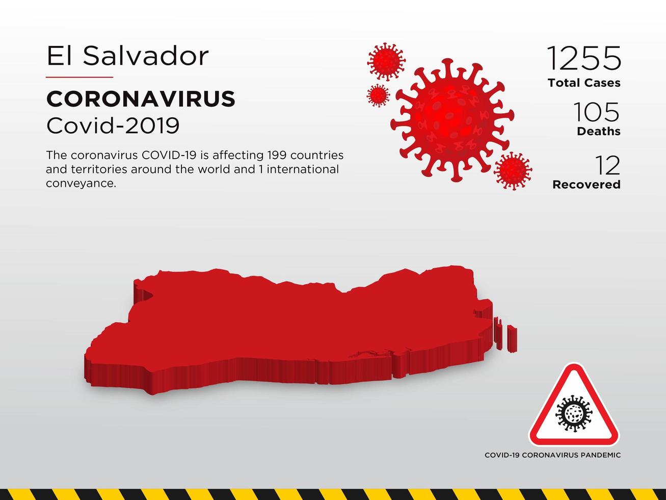 El Salvador betroffene Landkarte des Coronavirus vektor