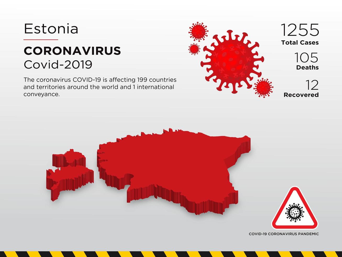 Estland betroffene Landkarte der Ausbreitung des Coronavirus vektor