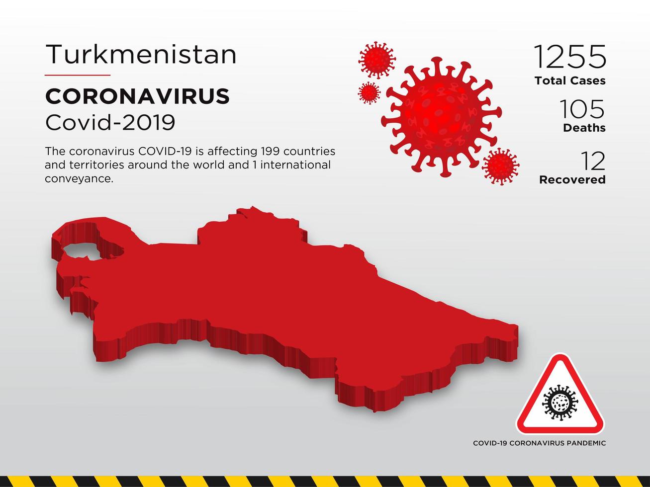 turkmenistan drabbade landskarta över coronavirus vektor