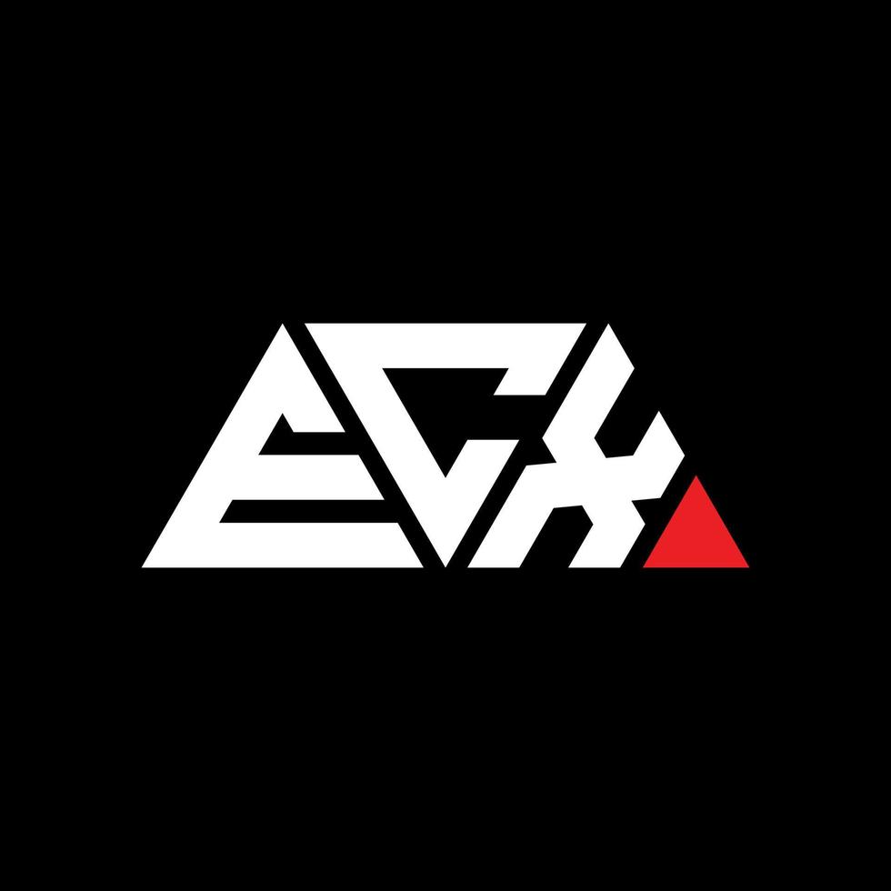 ecx triangel bokstavslogotyp design med triangelform. ecx triangel logotyp design monogram. ecx triangel vektor logotyp mall med röd färg. ecx triangulär logotyp enkel, elegant och lyxig logotyp. ecx
